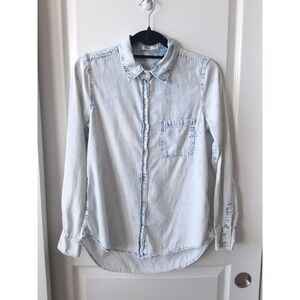 Silver Jeans Co Women Small Petite Acid Wash Chambray Button Up Coastal 90's